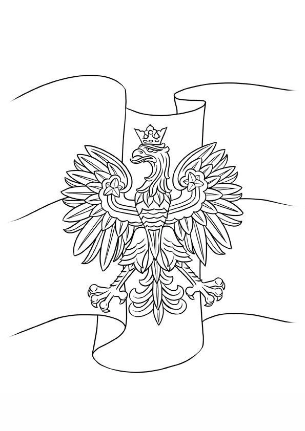 Crowned eagle on the flag coloring page